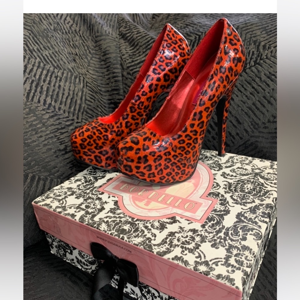 Bordello Red Cheetah Platform Shoes